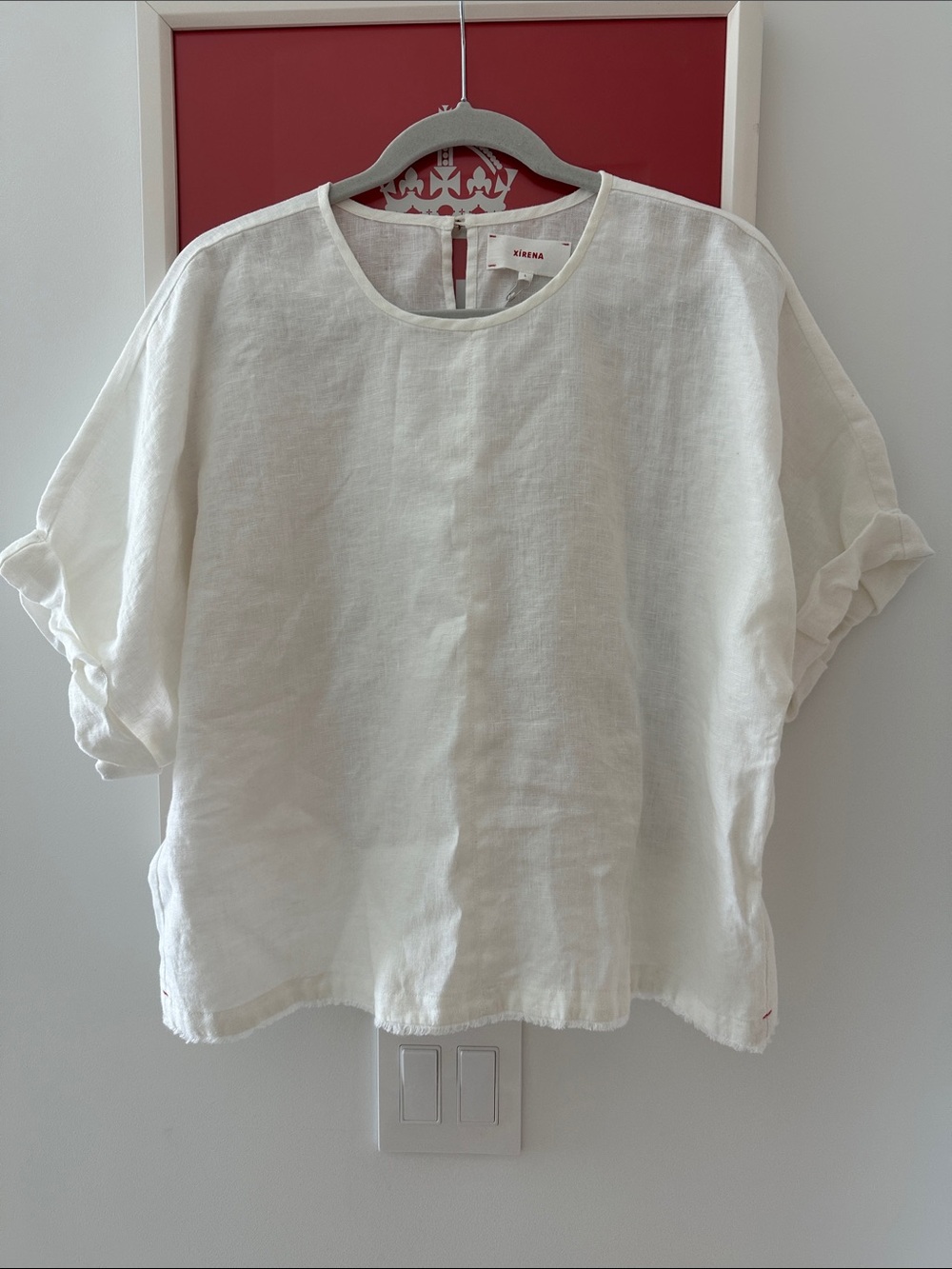 NWT XiRENA White Linen Short-Sleeve Blouse